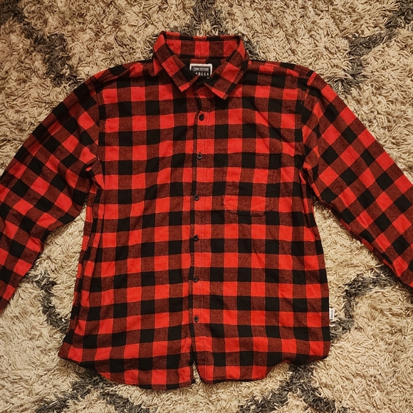 Red and Black Plaid Button-Up Shirt - Picture 1 of 3